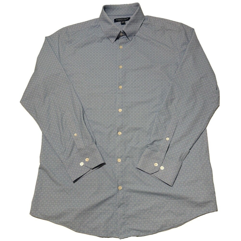 Mizzen+Main Men's Lightweight Leeward Sz XL Trim Diamonds Button Up Shirt Blue
